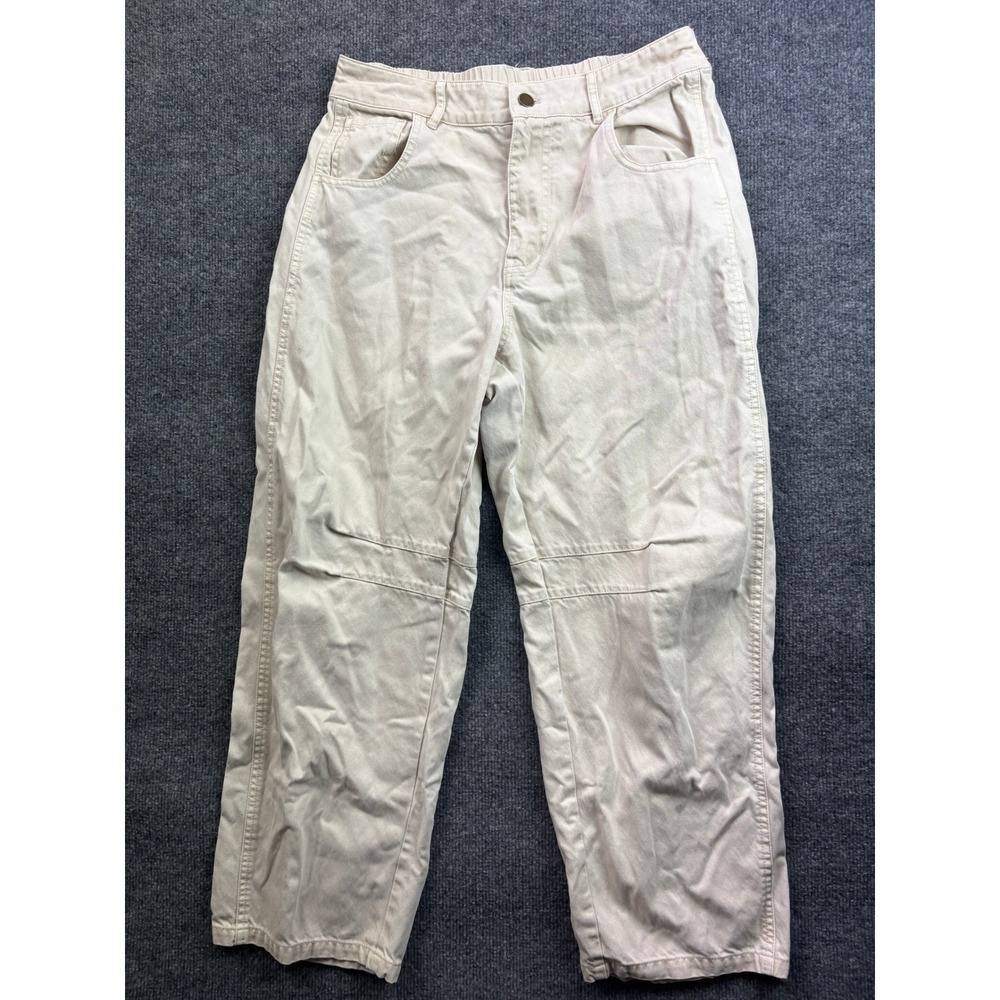 YFB Young Fabulous & Broke Pants Womens L Cream Lyocell Cotton Utility Straight